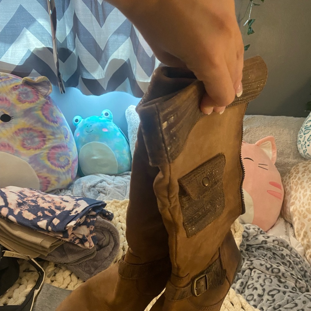 Womens leather brown boots